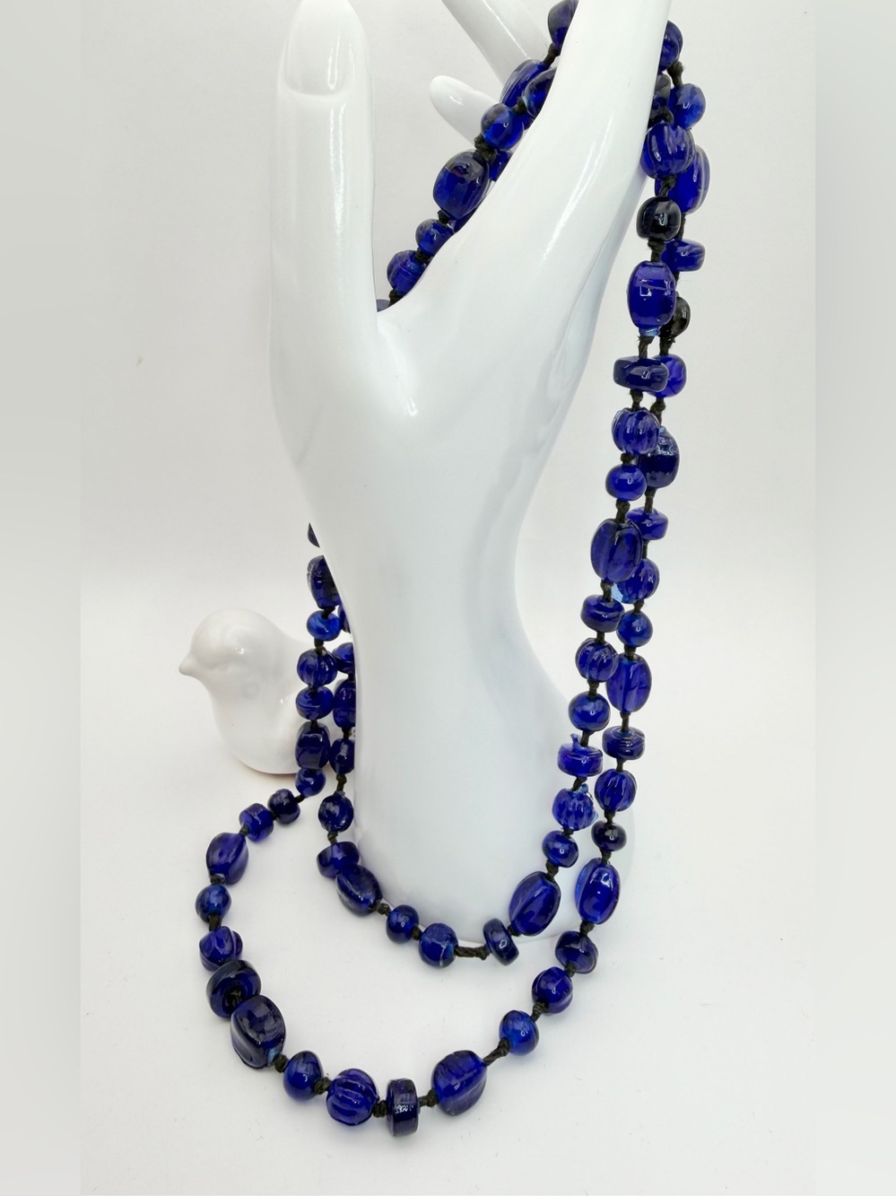 Cobalt Blue Glass Bead Necklace - Women's Jewelry